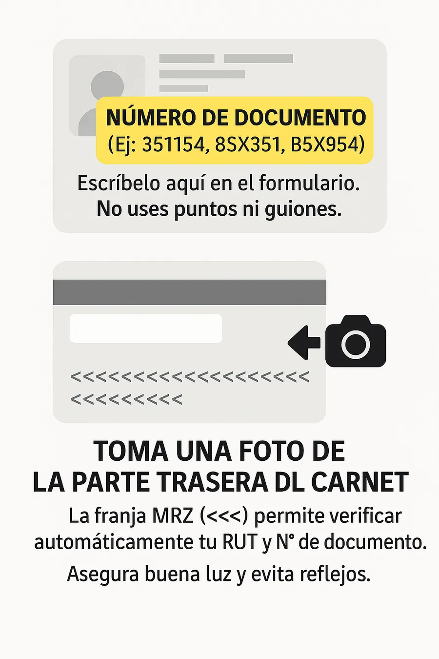 Ejemplo de cédula por delante con el número de documento marcado